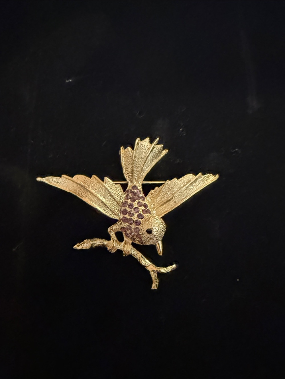 Mid-Century Modern Unsigned Figural Bird on Branch Brooch
